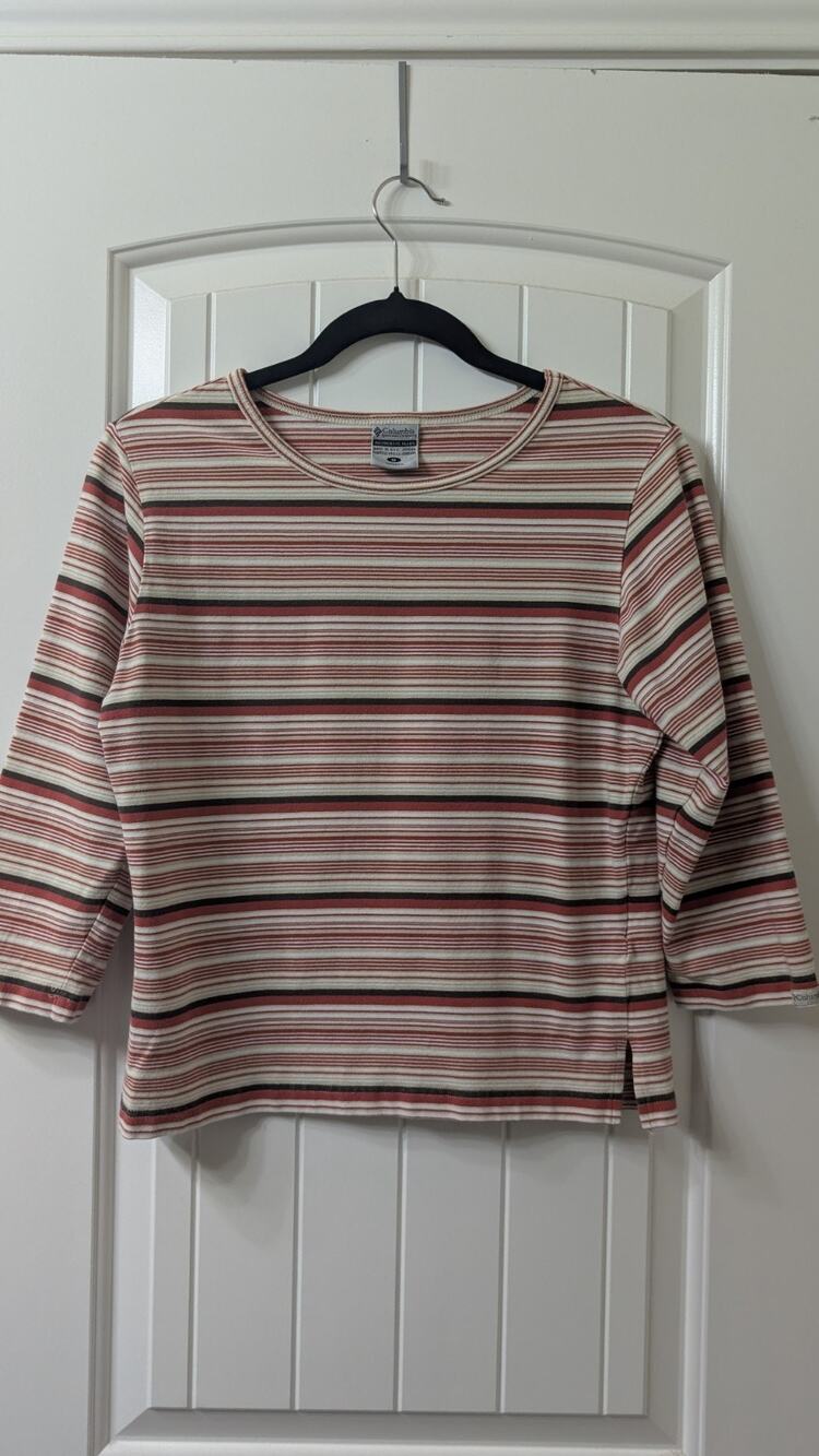 Columbia Multicolor Striped Crew Neck 3/4 Sleeve Pullover T-Shirt M Regular